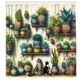 thumbnail image 4 of Ambesonne Colorful Shower Curtain, Vintage Botany Boho Leaves, 69"Wx70"L, Beige Fern Green Teal, 4 of 4