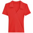 thumbnail image 4 of Daznico Womens Tops - Women's Short Sleeve V Neck Blouse Casual Business Tops Work Shirt Breathable Wear Stylish Versatile Tee - Shirts for Women,Color:Red,Size:XL, 4 of 4