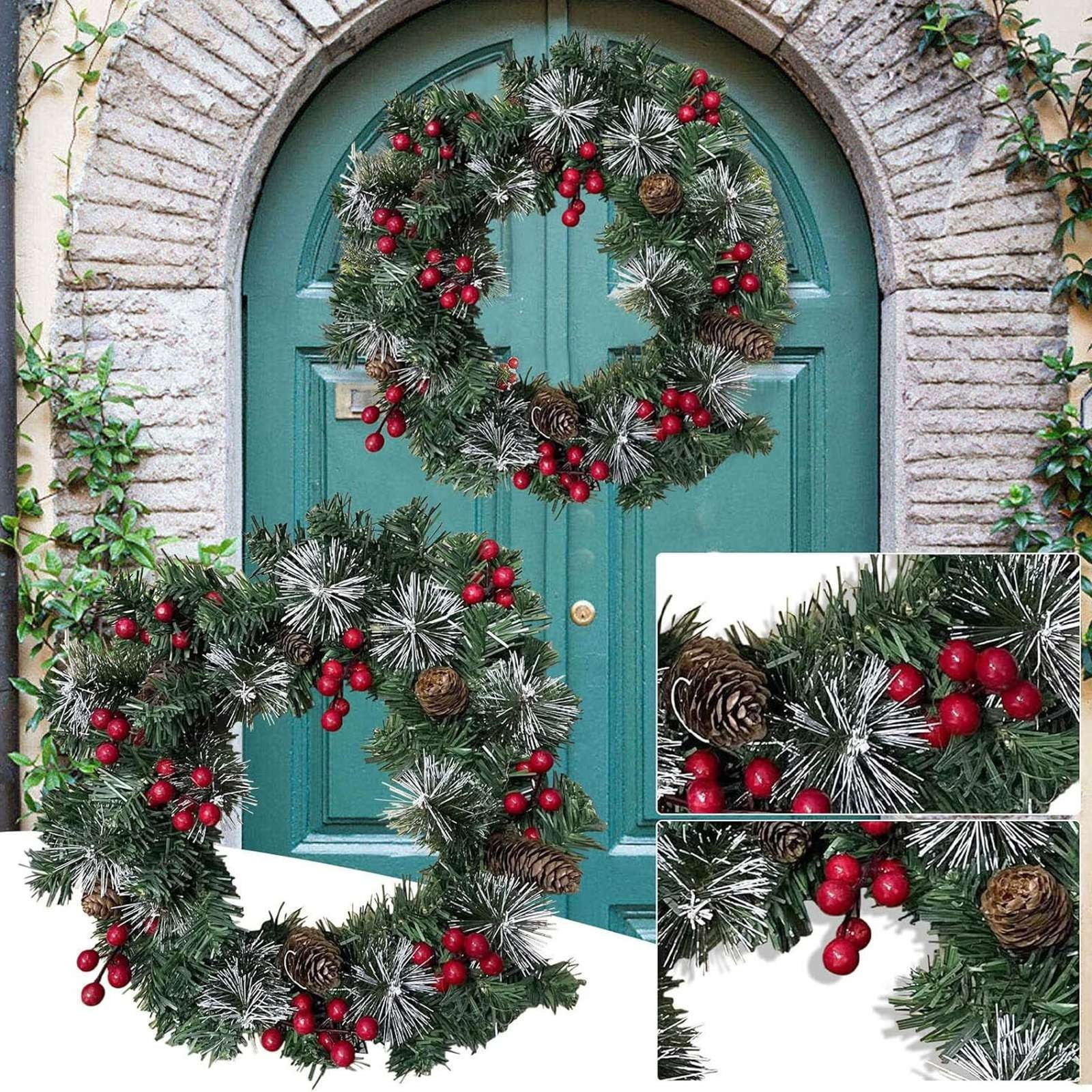 Couronne De Noël Artificielle 60 Cm - Déco Festive Pour Porte, Fenêtre Ou Cheminée