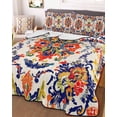 thumbnail image 3 of Quilts Twin Size, Boho Flowers Soft Comforter Bedding Set for Bed, Abstract Bohemian Colorful Retro Floral Lightweight Quilted Bedspread with Pillow Cover(2 Pieces) for All Season, 68x86 Inch, 3 of 6