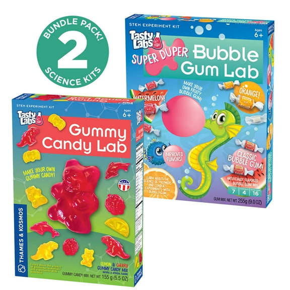 Candy Science Experiment Kits. Two-Pack: Gummy Candy Lab & Super Duper Bubble Gum Lab