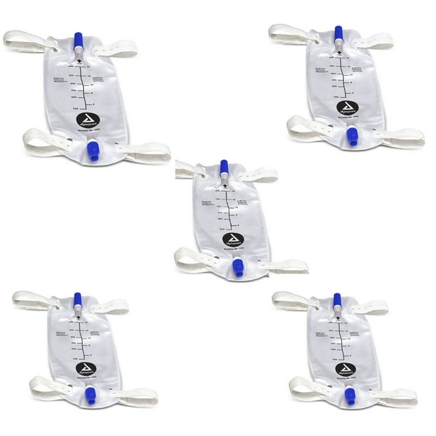 Dynarex Urinary Leg Bag 600ml, With AntiReflux Valve, 5 Pack