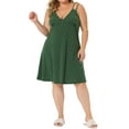 thumbnail image 2 of Agnes Orinda Plus Size Sleep Dress for Women Cami Deep V Knit Polka Dots Nightgown Lingerie 4X Dark Green, 2 of 5