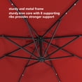 thumbnail image 5 of 10FT Offset Patio Umbrella, Solar Light Cantilever Umbrella with 32 LED Lights, Market Outdoor Hanging Deck Umbrella for Pool, Yard, Garden (Red), 5 of 9