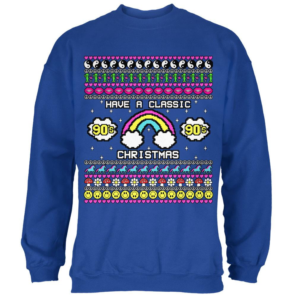 Retro 90s Nostalgia Classic Ugly Christmas Sweater Mens Sweatshirt Royal 3X-LG  - Walmart.com