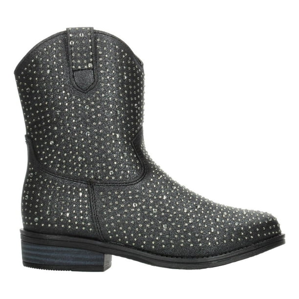 Botas Vaqueras Niña Negro Con Brillos Tacón 3 Cm negro 21 MX