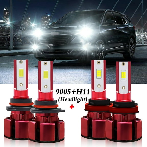 H11 9005 LED Headlight Bulbs for 2010-2018 Chevrolet Equinox Low Beam/High Beam Lights