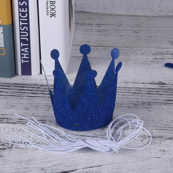 LOLIPPYY 12Pcs Royal Blue Birthday Crown Hats Plastic Birthday Party Hats for Kids and Adults Decoration