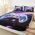 thumbnail image 3 of Manfei Kids Game Console Twin Sheet Sets,Galaxy Starry Night Twin Fitted Sheet,Silver Blue Flat Sheet For Boy,Ultra Soft Home Decor,3pcs, 3 of 7