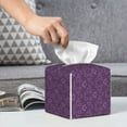 thumbnail image 6 of Tissue Retro Florals Purple Box Cover Holder, Square by Xecao - Leather Decorative Organizer for Tabletop, Bathroom, Car, Office, 6 of 8