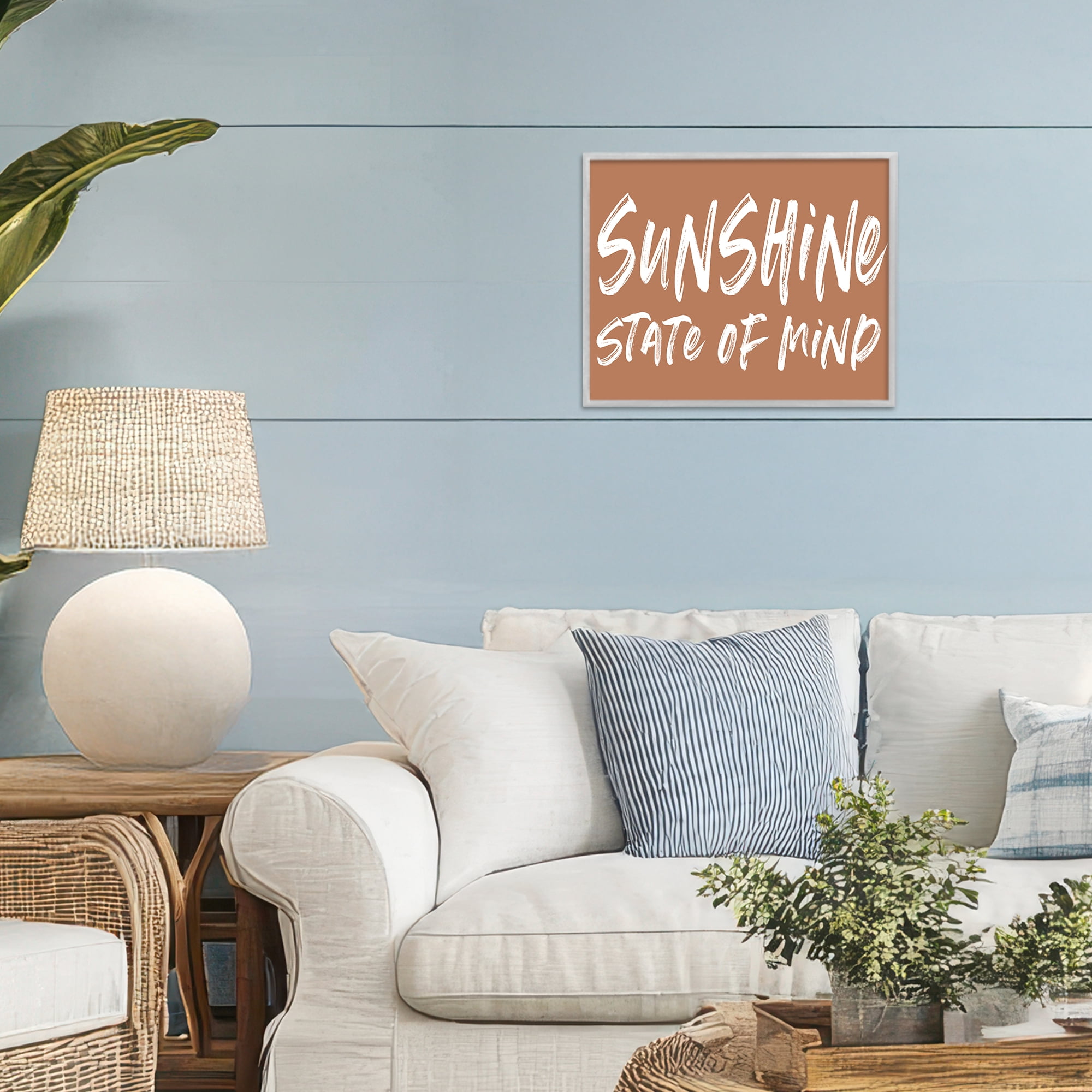 Summery Sunshine State Of Mind Gray Framed Giclee Art, design by Lettered and Lined