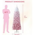 thumbnail image 6 of 6ft Pre-lit Snow Flocked Pencil Christmas Tree Fir Hinged Slim Corner Xmas Tree Holiday Decoration with 250 Incandescent Warm White Lights & 814 Snow Branch Tips, Pink Gradien, 6 of 9