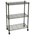 thumbnail image 4 of 24" x 14" x 33" Bakers Rack with 4 Casters, 3-Tier Heavy Duty Kitchen Food Storage Shelf, Adjustable Height Metal Microwave Cart for Kitchen, Living Room, Office, Dorm, Garage, Grill Area, Q0661, 4 of 6