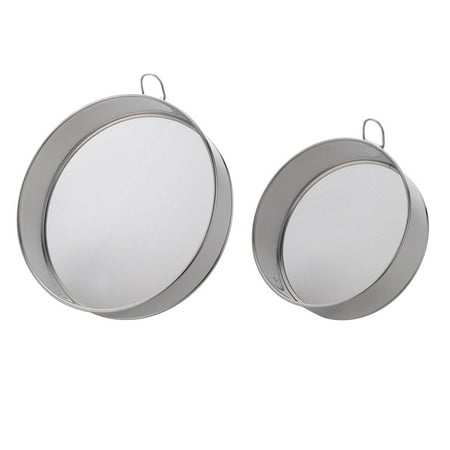 

2Pc Round Kitchen Fine Mesh Flour Sifter Stainless Steel Flour Sieve Food Oil Bean Powder Filter Screen Sifter(Silver)