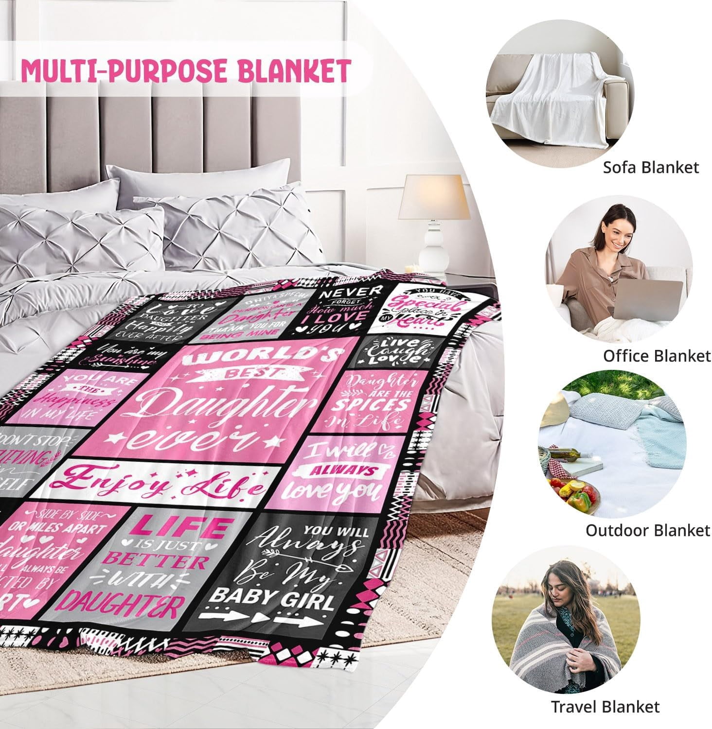 Daughter Gifts Daughter Birthday Gift Daughter Gifts from Mom Dad Birthday Gifts for Daughter Adult Christmas Valentines Day Mothers Day Birthday Gifts for Daughter to My Daughter Blanket