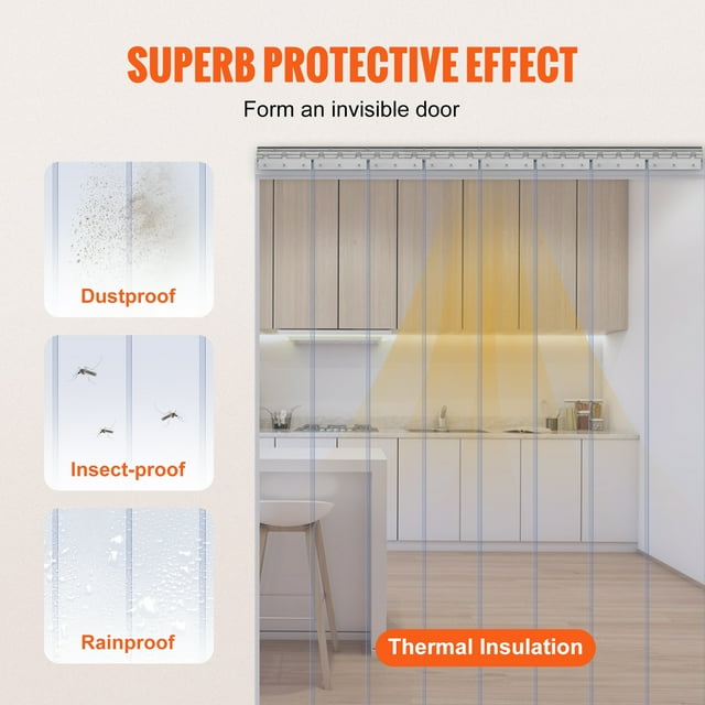 BENTISM Strip Curtain PVC Door Curtain 48" x 96" Cooler Freezer Clear Plastic