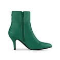 thumbnail image 3 of BLISSFUL STEP Women's Pointy Toe Buckle Stiletto Heels Ankle Boots Green 8, 3 of 7