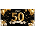 thumbnail image 3 of Black Background Glittery Golden Happy 50th Birthday Banner Balloons Crowns Cakes Stars Party Supplies Photography Props Birthday Decoration Decor Backdrop, 3 of 8