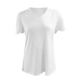 thumbnail image 4 of Ruyang Summer Tops for WomenWomen's V Neck Lace Patchwork Short Sleeved Solid Color Loose Top Tall Womens Shirts, 4 of 4