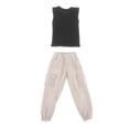 thumbnail image 1 of Pantalones cargo y camisetas sin mangas con figura masculina a escala 1/12, ropa de moda masculina hecha a mano. Negro, 1 of 9