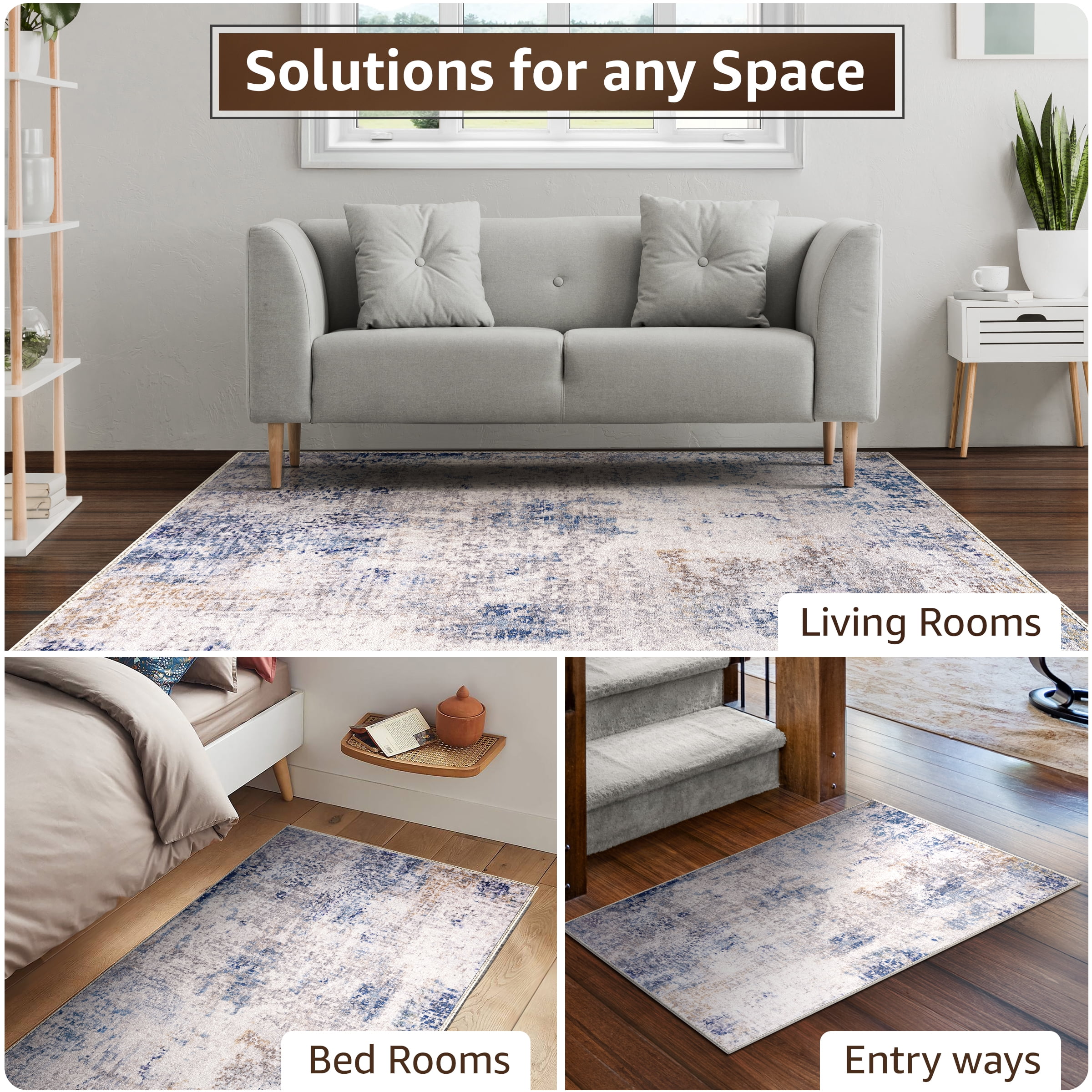Sorbus 2x3 Welcome Mat – Washable, Non-Slip Vintage Entryway Rug with Rubber Backing