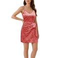 thumbnail image 5 of BRGZLK Women's Summer MIni Dresses Summer Fashion V-Neck Polka Dot Tie Waist Soft Comfortable Casual Vacation Beach Sundress Red M, 5 of 5