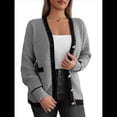 thumbnail image 3 of Suéteres Tipo Cárdigan para Mujer, de Larga, Abiertos, con Botones y Bolsillos, para Otoño e Invierno Gris L, 3 of 10