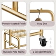 thumbnail image 6 of Rolling Laundry Cart with Wheels, Hamper Basket Organizer with Hanging Rack and Wire Storage Shelf, 6 of 10
