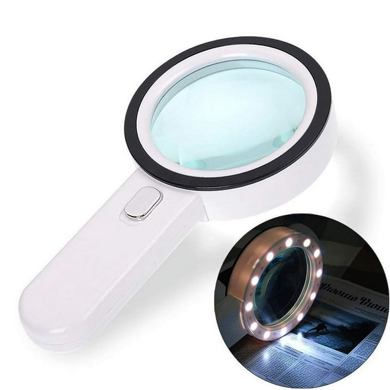 Magnifying Glass 20X, Magnifier with Light, LED Illuminated Handheld,  Premium High Power Magnifying Glass for Reading Books, Seniors, Macular  Degeneration, Stamps 