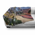 thumbnail image 3 of United States Soft Flannel Fleece Blanket, Atlanta Georgia Urban Busy Town with Skyscrapers City Landscape, Cozy Plush for Indoor and Outdoor Use, 70" x 90", Pale Blue Yellow Coral, by Ambesonne, 3 of 6