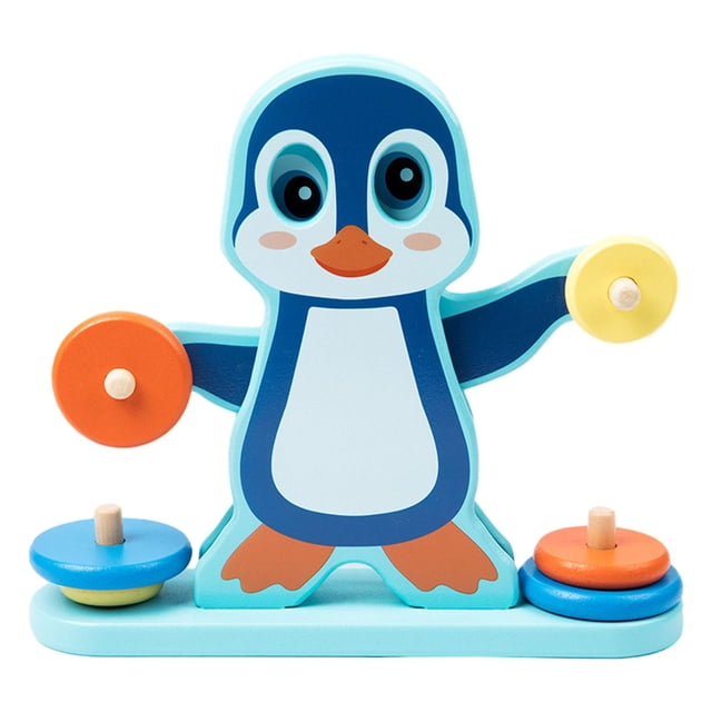 Juguete de equilibrio de pingüino de madera, juguete apilable, bloques de equilibrio, juguetes de madera para guardería