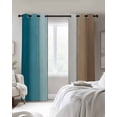 thumbnail image 3 of Turquoise Brown Blackout Curtains 84 Inch Length Gradient Wood Grain Farmhouse Retro Striped Thermal Insulated Window Curtain Window Drapes 2 Panels for Bedroom Living Room 52"Wx84"L, 3 of 9