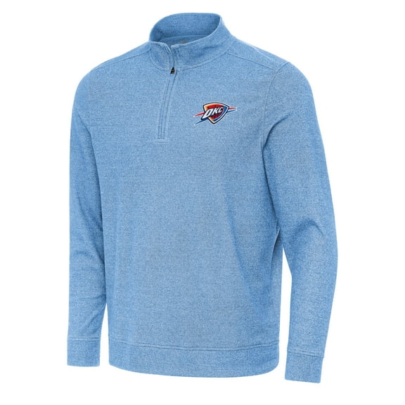 Men's Antigua Heather Powder Blue Oklahoma City Thunder Subtle Quarter-Zip Sweatshirt