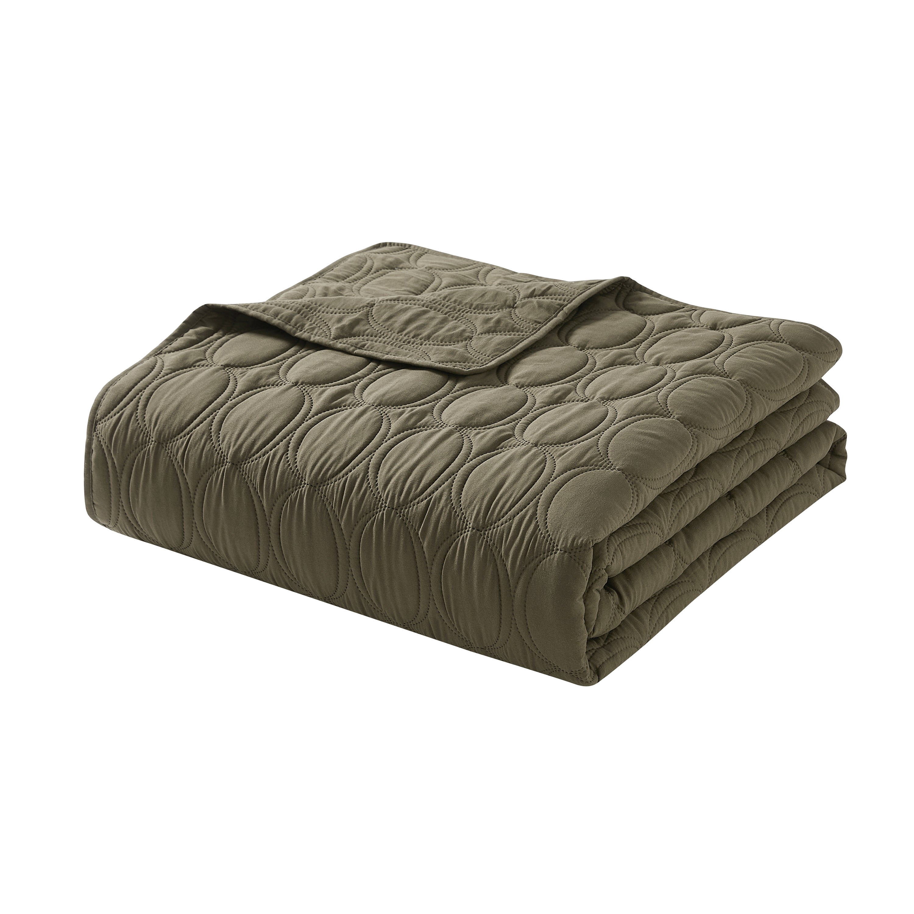 VCNY Home Circles 3-Piece Olive Geometric Pinsonic Quilt Set, King, Adult, Unisex