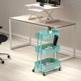 thumbnail image 2 of 3-Tier Heavy Duty Metal Utility Rolling Cart, Turquoise, 2 of 6