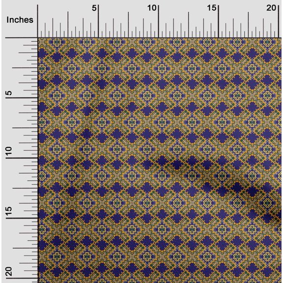 oneOone Georgette Viscose Fabric Ethnic Geometric Flame Stitch_Printed Fabric 1 Yard 42 Inch Wide