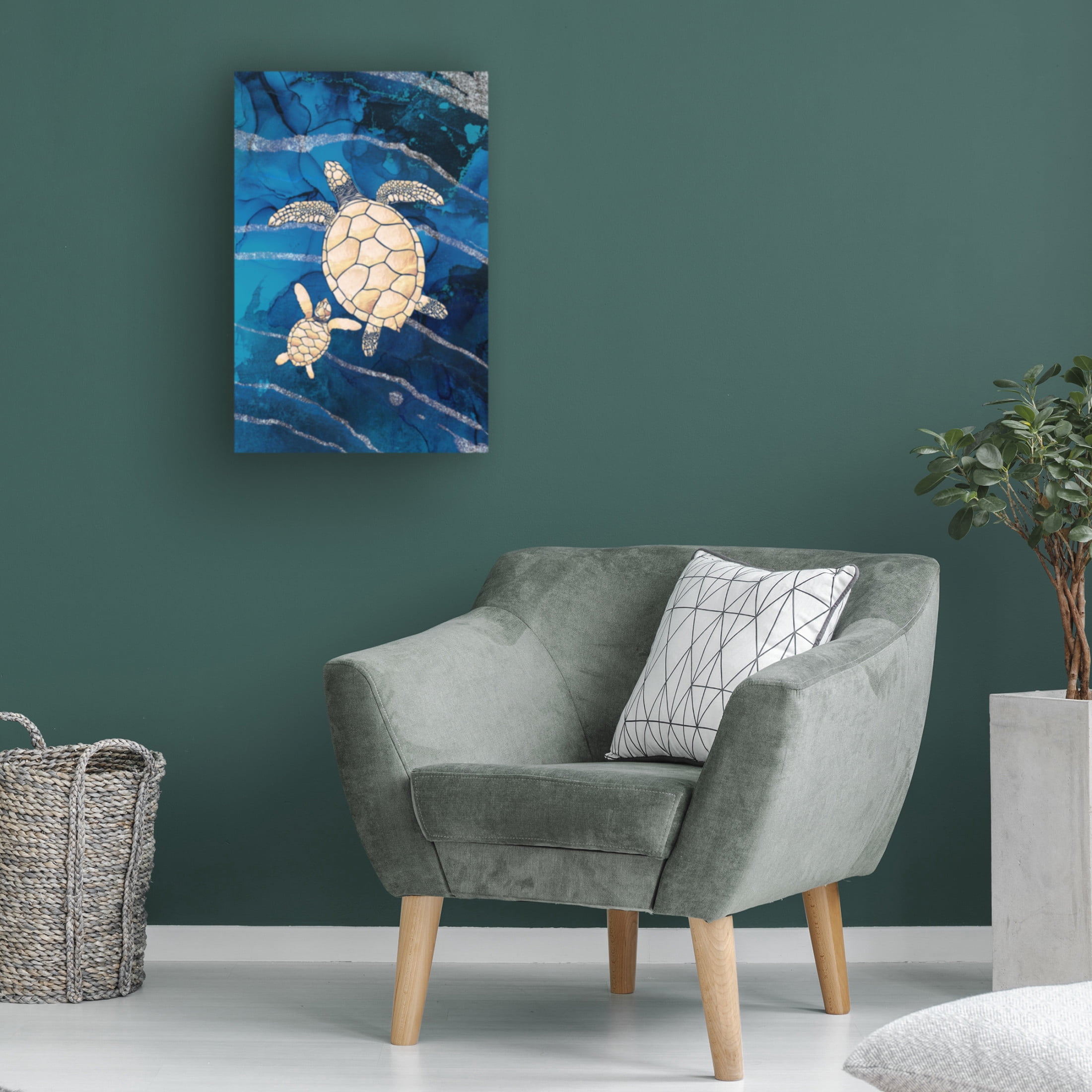 Trademark Fine Art Sarah Manovski Gold turtles swimming Canvas Wall Art