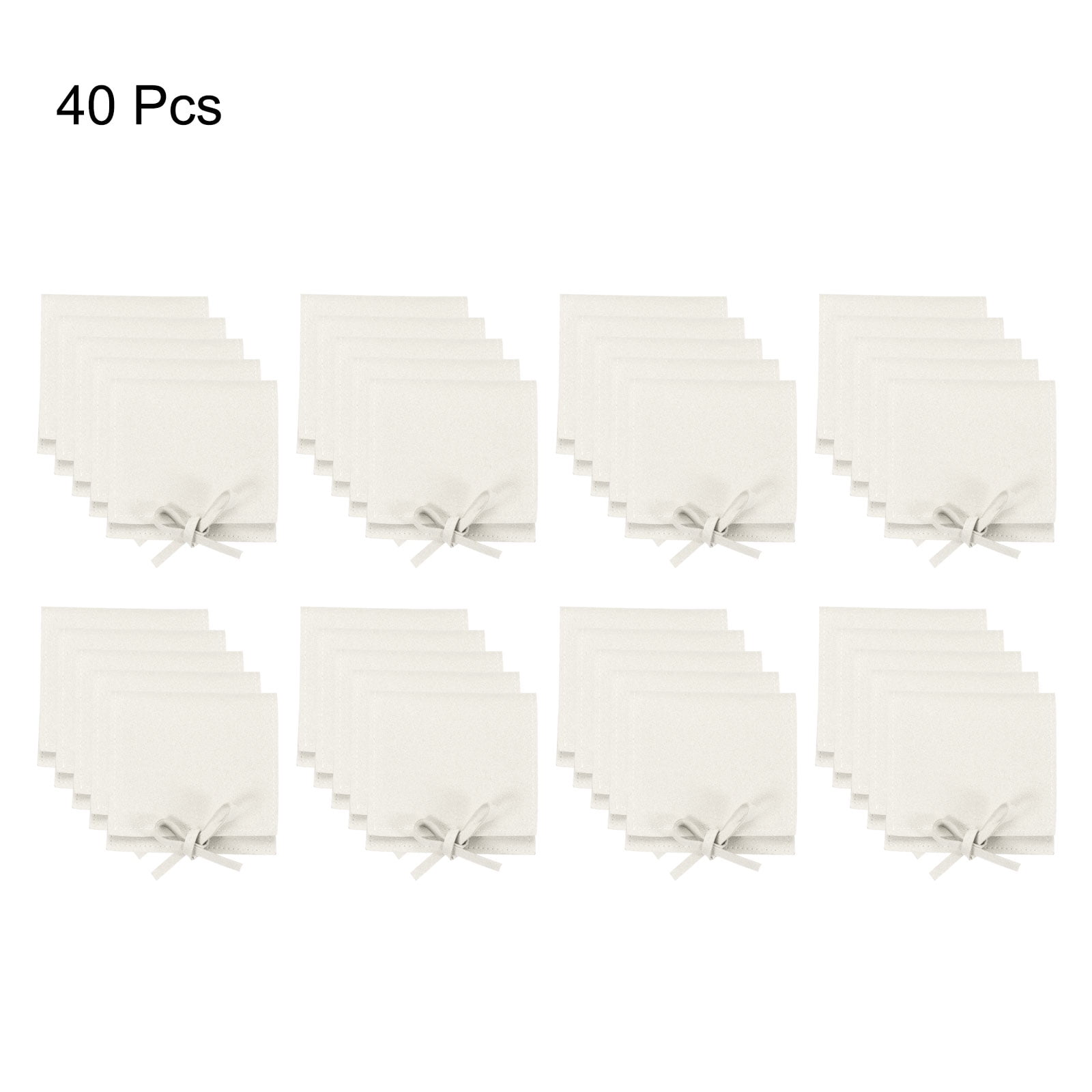 Unique Bargains Microfiber Mini Jewelry Pouch Packaging Bag with Tie for Gift 40 Pcs White