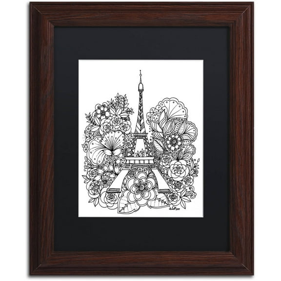 Trademark Fine Art "Paris" Canvas Art by KCDoodleArt Black Matte, Wood Frame