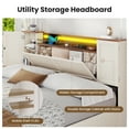 thumbnail image 3 of AOGLLATI Queen Size Farmhouse Bed with Barn Door Storage Cabinets & 4 Drawers LED White Wood Platform Bed, No Box Spring Needed, 3 of 9
