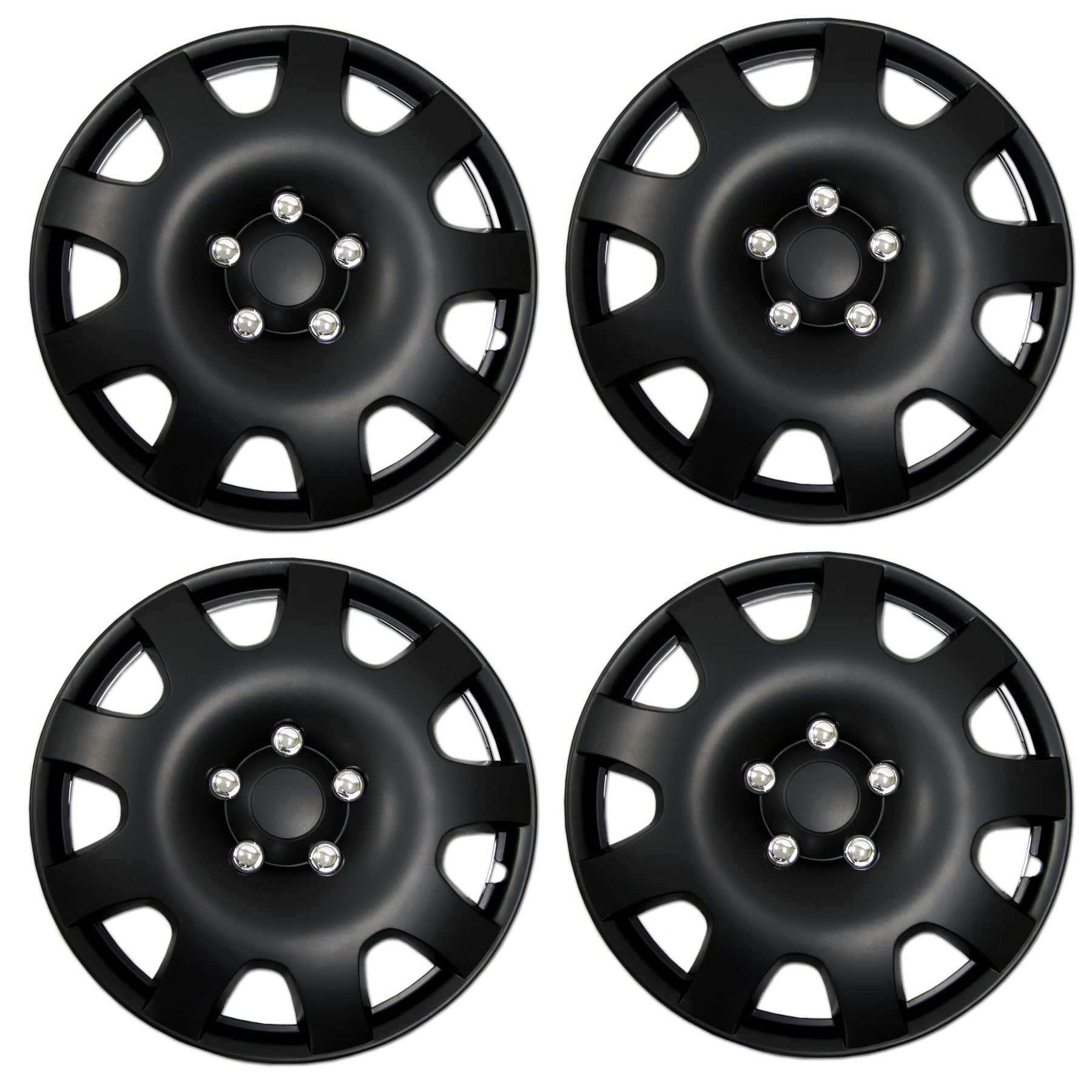Set of 4 Matte Black Hubcaps 16" WSC3502B16 Hub Caps Wheel Skin