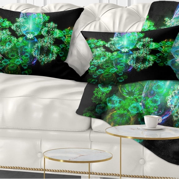 Designart Green Water Drops on Mirror - Abstract Throw Pillow - 12x20