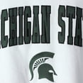 thumbnail image 4 of Men's Colosseum White Michigan State Spartans Arch & Logo Crew Neck Sweatshirt, 4 of 4