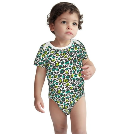 

Kdxio Green Leopard Pattern Unisex Baby Cotton Short Sleeve Bodysuits-2 Years