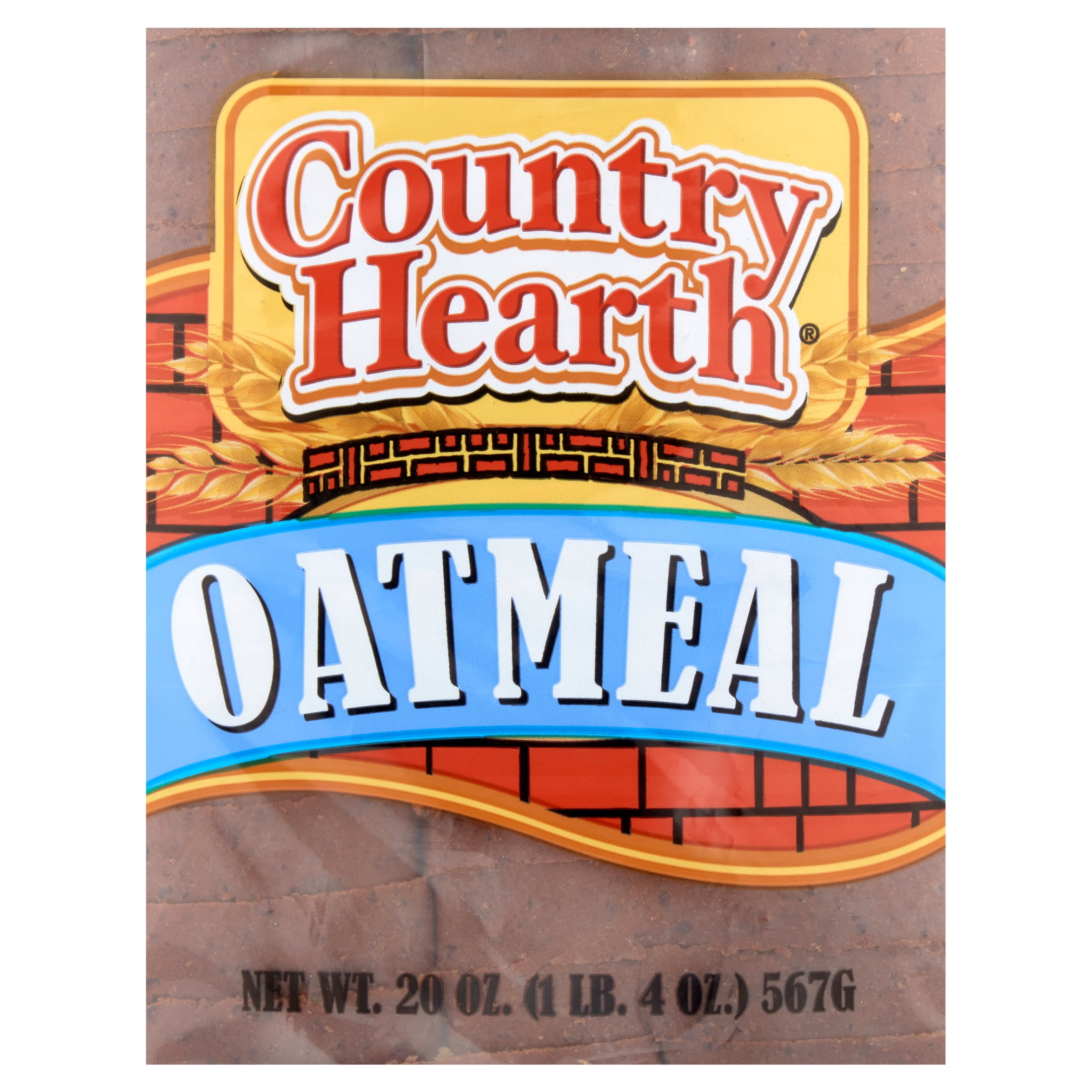 Country Hearth, Oatmeal Sandwich Bread Loaf, Sliced, 20 oz, Regular Size, Shelf Stable