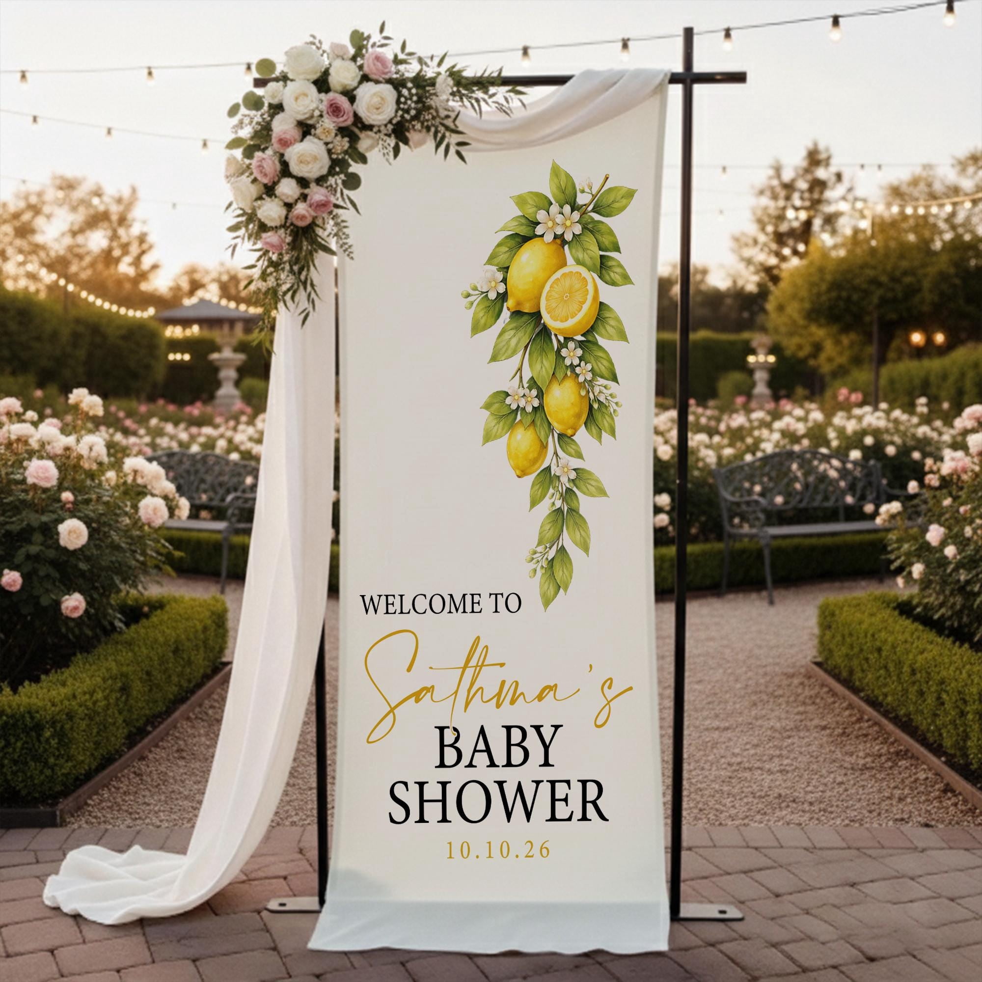 ViciArt Lemon Baby Shower Welcome Banner Personalized Backdrop