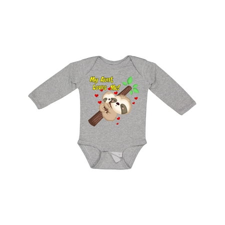 

Inktastic My Aunt Loves Me Gift Baby Boy or Baby Girl Long Sleeve Bodysuit