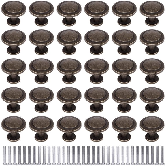 YIHATA 1-1/4" (31mm) Zinc Alloy Cabinet Knob, Matte Black, 30 Pack