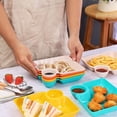 thumbnail image 7 of Chips and Salsa Serving Dish Plates, Veggie Platter Dipping Serving Trays with Sauce Rack for Buffet Family Party Appetizer Sushi Taco Salsa Charcuterie Barbecue Plate, Reusable(White,7.28x7.2"), 7 of 7