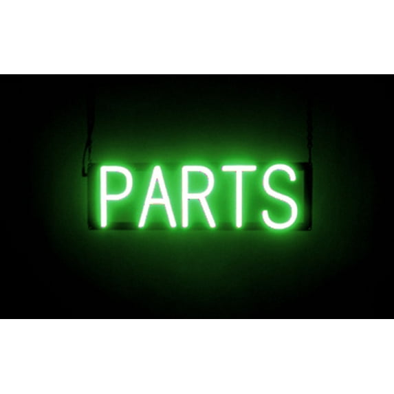 SpellBrite PARTS LED Sign for Business. 20.7" x 6.3" Green PARTS Sign Has Neon Sign Look With Energy Efficient LED Light Source. Visible from 500+ Feet, 8 Animation Settings.
